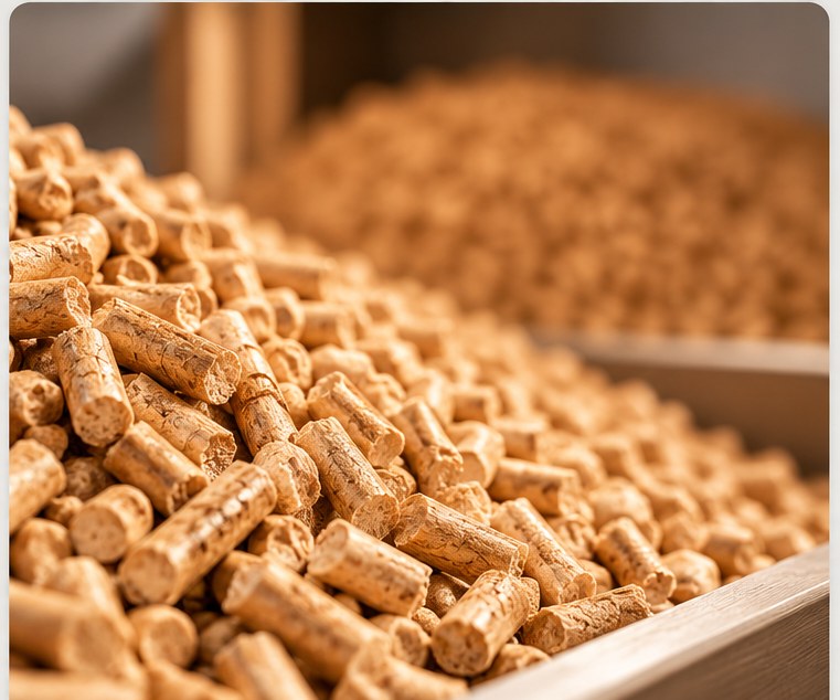 Holzpellets in Nahaufnahme – Symbolbild